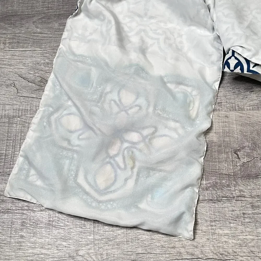 Pier 1 Bright Geometric Winter Table Runner 13” X 70” White Blue Snowflake Decor
